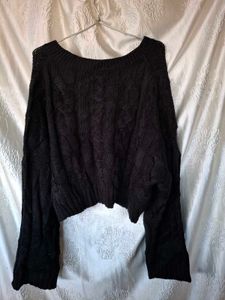 Black Knit Cropped Sweater