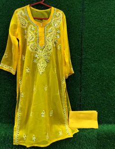 Yellow Embroidered Kurta Set