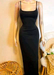 Elegant Black Spaghetti Strap Maxi Dress