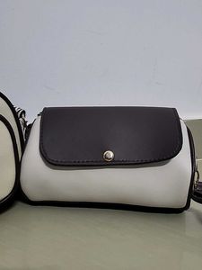 Stylish Cream &amp; Black Crossbody Bags Set