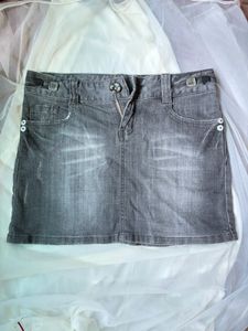 Grey Denim Mini Skirt - Bossini