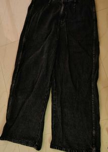 Black Wide-Leg High-Waist Denim Jeans