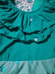 Floral Print Sea Green Dress
