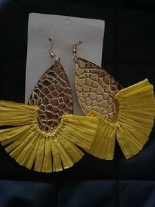 Boho Yellow Tassel Drop Earrings