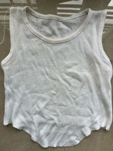 White Ribbed Tank Top