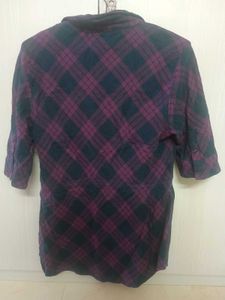 y2k alt grunge Purple &amp; Black Plaid Button Shirt