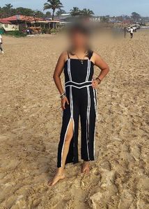 Stylish Black Jumpsuit with White Stripes