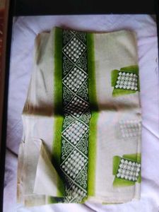 Elegant Cream &amp; Green Saree