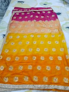 Vibrant Ombre Saree with Embellishments