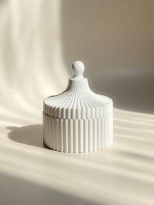 White Ceramic Jar with Lid