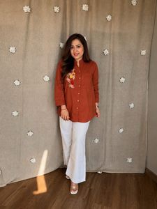 Embroidered Rust Co-Ord Set