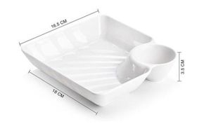 Set of 4 White Square Snack Plates
