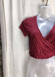 Chic Red Wrap Crop Top