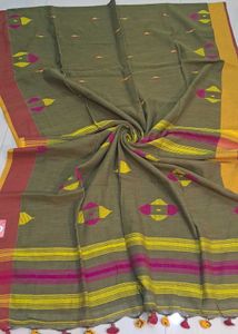 BRAND NEW KHADI LINEN Handloom Saree