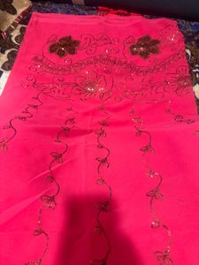 Elegant Pink Embroidered Saree