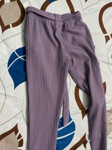 Lavender Knit Pants with Belt