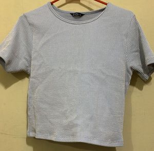 Striped Textured Cropped Top