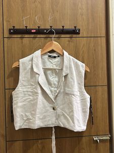 Linen blend blazer top