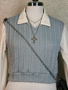 Shein Preppy Cable Knit Vest Top