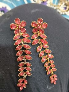 Red Flower Dangle Earrings