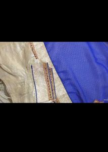 Elegant Blue &amp; White Saree with blouse
