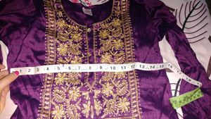 Embroidered Purple Silk Kurta