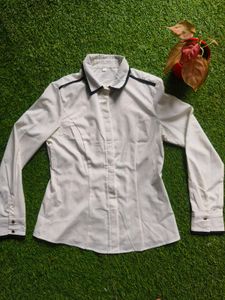 Chic White Formal Shirt with invisible buttons