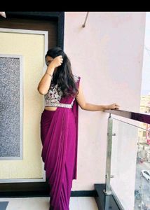 Stunning Purple Saree with Embellished Blouse