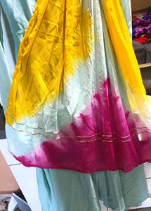 Women Sky Blue Kurta With Dupatta Set