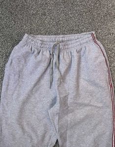 Comfy Gray Track Pants with Striped Detail