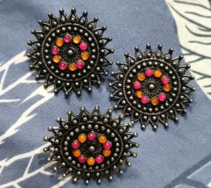 Bohemian Sunburst Earrings with Ring