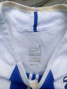 Nike White TEYSA T-Shirt with Blue Stripes