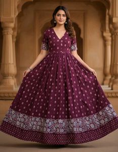 Elegant Floral Print Anarkali Kurta