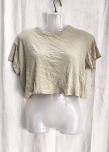 Beige Cropped T-Shirt
