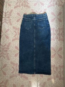 Denim Midi Skirt with Slit