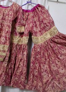 banarsi silk pink garara Set