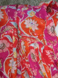 Multicolored Pink Kurti With Sequence Work
