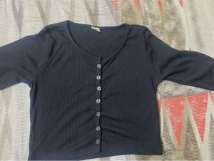 Ribbed Button-Up Crop Top