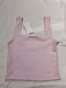 Zara Pink Ribbed Square Neck Tank Top