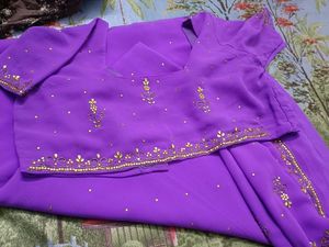 Elegant Purple Embellished Saree