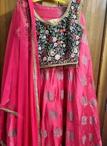 Pink Floral Lehenga Choli Set