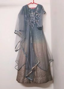Elegant Sequined Ombre Ethnic Gown