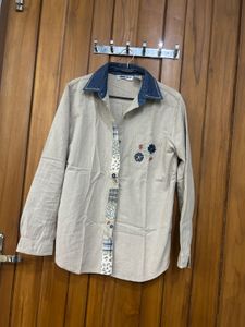Stylish Beige Embroidered Shirt