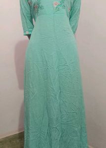 Embroidered Mint Green Maxi Dress