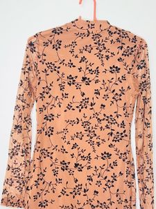 Elegant Floral Print Long Sleeve Mini Dress