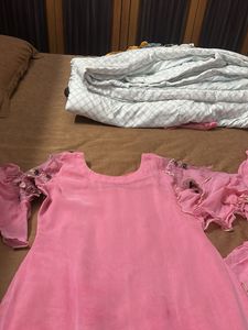 Pink Tiered Palazzo Pants by and embroidered party