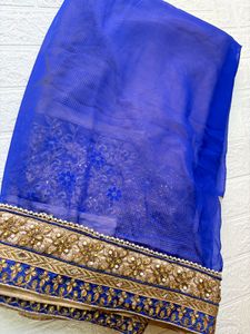 Royal Blue Embroidered Saree