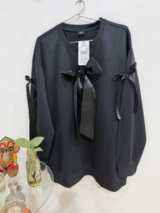 Shein Black Sweatshirt with Ribbon Bows