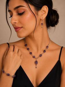 Amethyst Gemstone Jewellery Set