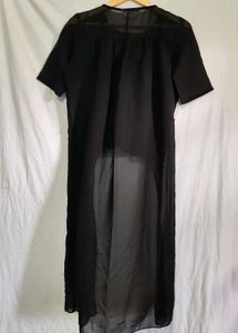 Sheer Black Maxi Tunic Top